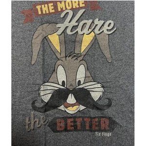 VTG Bugs Bunny T-Shirt Tee Gray The More Hare The Better Sz Medium M 90s